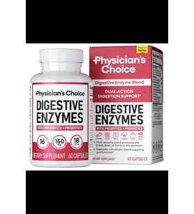 Physician's CHOICE Digestive Enzymes - Multi Enzymes, Organic Prebiotics & Gut Health - Meal Time Discomfort Relief & Bloating - Dual Action Approach - 60 Capsul.3943 (Renksiz)