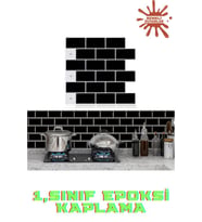 30×30cm Siyah Tuğla Epoksi 1 Adet 3D Yapışkanlı Duvar Kaplama Paneli Mutfak Banyo Salon Ofis Döşeme