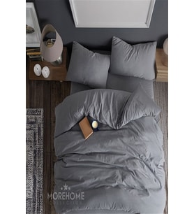 More Home Çift Kişilik Yorgan Kılıfı + Yastık Kılıfı Gri Beyaz rengi (Antrasit)