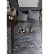More Home Çift Kişilik Yorgan Kılıfı + Yastık Kılıfı Gri Beyaz rengi (Antrasit)