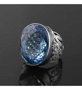 Gazali Kemale Vefki İyi Kalite Blue Topaz Taşlı Gümüş Yüzük