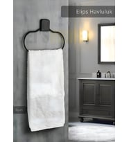 Elips Havluluk Paslanmaz Çelik Banyo Havluluk Düzenleyici Siyah