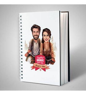 Sevgiliye Hediye Kişiye Özel Bisikletteki Aşıklar Çiftlere Özel Karikatürlü Defter