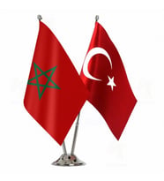 Fas ve Türkiye ikili Masa Bayrağı Seti (Siyah)