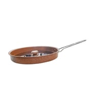 Oms Granit Hamsi Tava Metal Kapak Çelik Sap 32x4cm Kahve