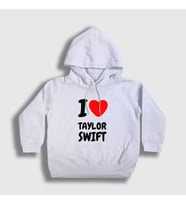 Presmono Unisex Çocuk Beyaz I Love Taylor Swift Kapüşonlu Sweatshirt 311283tt (Beyaz)