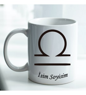 Kişiye Özel İsim ve Fotoğraf Baskılı Terazi Burçlu Kupa Bardak No:007