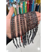 Hematit Taşı İçi Boş Kare Kesim 8x8mm- Parlak Füme Doğal Taş Dizi