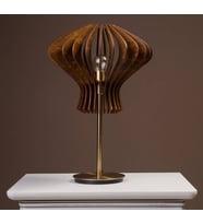 Salon Yatak Yemek Odası İçin Mantar Şamdan Doğal Ahşap Mdf 3D Abajur  - Masa / Gece Lamba (Ceviz)