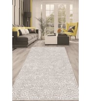 Dijital Kaymaz Taban Yıkanabilir Modern Renkli Salon Halısı Mutfak Halısı Yolluk ND-HT-411 (Beyaz)