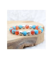A+ KALİTE  Turkuaz Jasper -Kırmızı Akik Doğal Taş Bileklik > Sertifikalı - Handcrafted