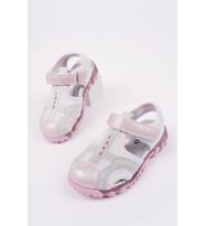 Muggo SLYVESTER Günlük Önü Kapalı Cırtlı Unisex Çocuk Sandalet (Pudra)