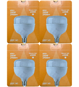 (4 Adet) Osaka 40W (250W) Beyaz Işık E27 Duylu (Kalın Duy) Led Torch Ampul