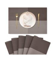 Masa Örtüsü 4'lü Set Amerikan Servis Sunum Altlığı Yıkanabilir Yanmaz 45 x 30 cm Tabak Sunum Altlığı (Bej-Kahve)