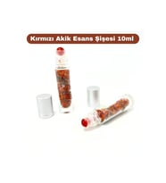 Sertifikalı Kırmızı Akik Doğal Taş Esans Şişesi ve Roller Masaj Aleti 10ml