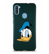 Samsung Galaxy A11 Soft Premier Kapak Donald Duck-B Tasarımlı Silikon Kılıf - Yeşil (Şeffaf)