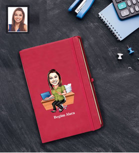 Kişiye Özel Öğretmen Karikatürlü Kırmızı Defter Bayan-17