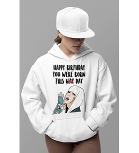 Tasarım Lady Gaga Baskılı Unisex Oversize Şarkıcı Hoodie