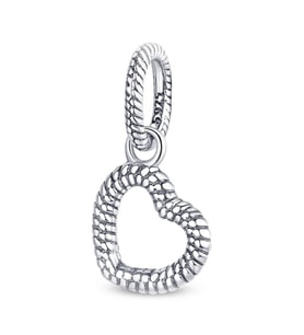 Nur Silver İçi Boş Kalp Gümüş Charm NUR-BL00329
