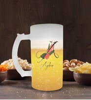 BK Gift Kişiye Özel Harf ve İsim Tasarımlı Buzlu Cam Bira Bardağı 50cl-5 (Beyaz)