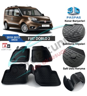 Fiat Doblo Havuzlu 3D Paspas Niken Siyah 2010 Sonrası