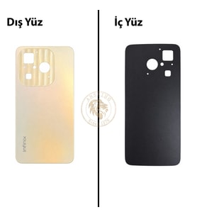 Infinix Hot 40İ Gold Uyumlu Arka Kapak Arka Cam Batarya Pil Kapağı Lazer Kesim Back Cover