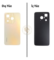 Infinix Hot 40İ Gold Uyumlu Arka Kapak Arka Cam Batarya Pil Kapağı Lazer Kesim Back Cover