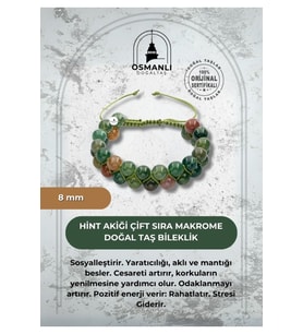 Hint Akiği 8mm Çift Sıra Makrome Doğal Taş Bileklik