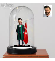 Avukatlar Gününe Özel Erkek Avukat Tasarım Işıklı Karikatür Avukat Fanus Biblo, Avukatlar Günü Hediyesi