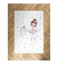 MEKTA HOME BEBEK VE ÇOCUK ODASI Balerin Kız ve Kuğu Desenli Halı