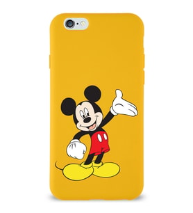 Apple iPhone 6 Plus Uyumlu Lansman Kılıf Mickey Mouse Tasarımlı Altı Kapalı İçi Kadife Kaplı  Kapak (Şeffaf)