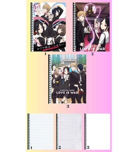 kaguya sama 3 adet defter A4 büyük boy 72 sayfa çizgili_kareli_çizgisiz defter seti