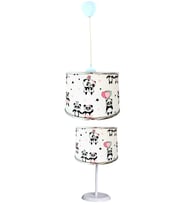 Panda Kumaş Kaplama 2,li Set Çocuk Odası Genç Ve Bebek Odası Avize Ve Abajur Seti Aydınlatma (A.Siyah)