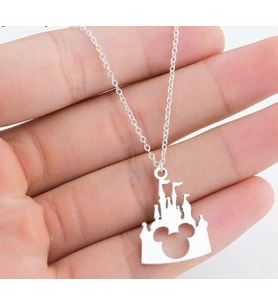 925 Ayar Gümüş  Mickey Mouse ve Şatosu Gümüş Kolye 925k