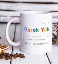 BK Gift Kişiye Özel Google Babam Her Şeyi Bilir Tasarımlı Kupa Bardak-1 (Beyaz)