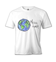 Hello World - Earth Beyaz Erkek Tshirt