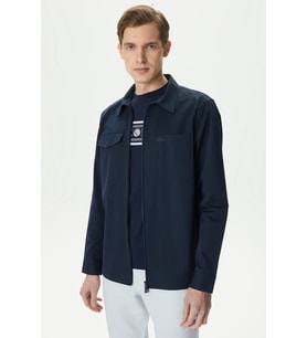 Lacoste Men's Relaxed Fit Full Zip Shirt Rahat Kesim Tam Fermuar Erkek Gömlek Lacivert