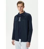 Lacoste Men's Relaxed Fit Full Zip Shirt Rahat Kesim Tam Fermuar Erkek Gömlek Lacivert