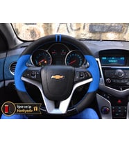 Chevrolet Trax Dikme Direksiyon Kılıfı Delikli Deri Parlak Siyah Mavi Detay Çift Yüzük ve Dikiş 2013-2016