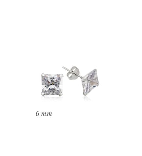 Gümüş Kare Tek Taş Zirkon Küpe - 6 mm. CSR2181380