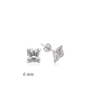 Gümüş Kare Tek Taş Zirkon Küpe - 6 mm. CSR2181380