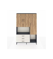 Arges Dolap 6 Raflı 3 Çekmeceli 3 Kapaklı 132x30x195 Antrasit-Çam/Aytaşı