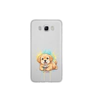 Samsung Galaxy J7 2016 ile Uyumlu Splash Köpek Tasarımlı Şeffaf Silikon Kılıf