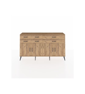 Arges Konsol 3 Raflı 6 Çekmeceli 4 Kapaklı 176x30x99 Çam-Çam