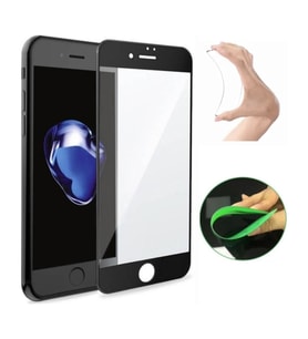 Apple iPhone 7 Plus Ekran Koruyucu Seramik Nano Cam Esnek Tam Full Kaplayan Kırılmaz Siyah