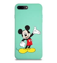 Apple iPhone 8 Plus Uyumlu Lansman Kılıf Mickey Mouse Tasarımlı Altı Kapalı İçi Kadife Kaplı  Kapak (Şeffaf)