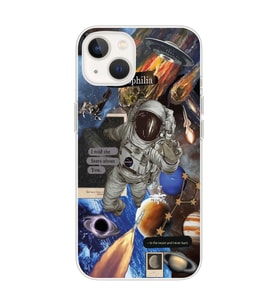 Iphone 14 Plus Uyumlu Astrophilia Uzay Kolaj Tasarımlı Şeffaf Telefon Kılıfı