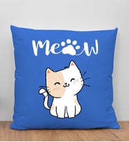 BK Gift Kedi Tasarımlı Mavi Kırlent Yastık, Arkadaşa Hediye, Ev Dekorasyonu, Ev Hediyesi-11