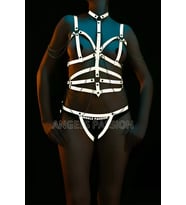 Zincir Detaylı Ağ Kısmı Açık Reflektörlü Şık Harness (Beyaz)