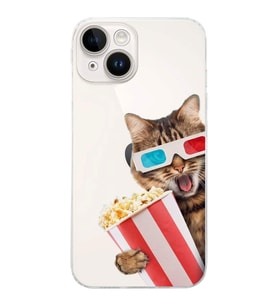 PrintiFy iPhone 14 Plus ile Uyumlu Kedi 1 Kamera Korumalı Şeffaf Kılıf